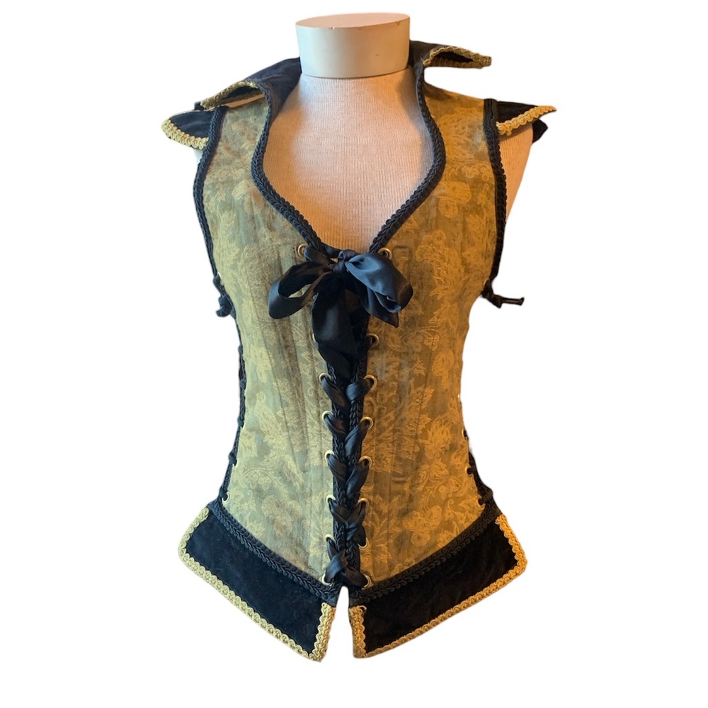 Handmade Brocade Steampunk Adjustable Corset - Picture 3 of 11